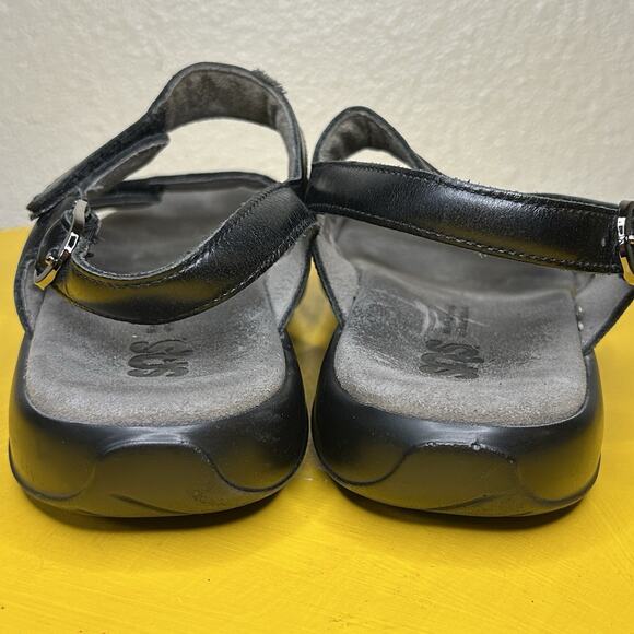 SAS Nudu Midnight Black Leather Tri Pad Comfort Slingback Strap Sandals Sz 9 M - Picture 4 of 9